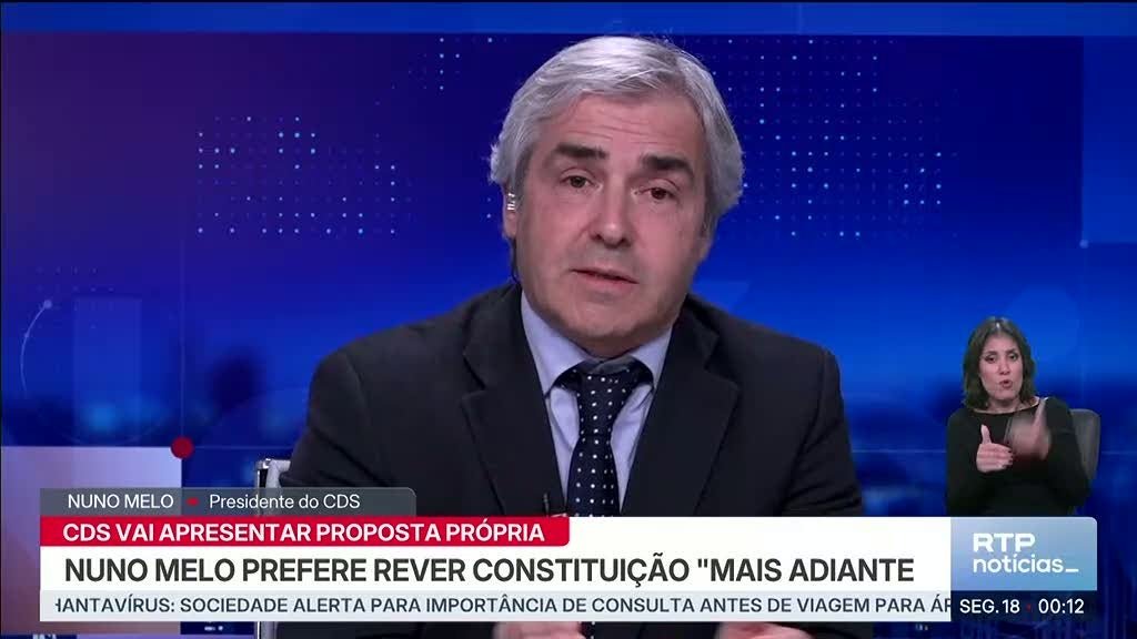 Revisão constitucional: Nuno Melo do CDS sugere debate futuro