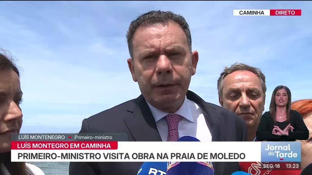 Luís Montenegro acompanha obras na praia de Moledo durante visita a Caminha