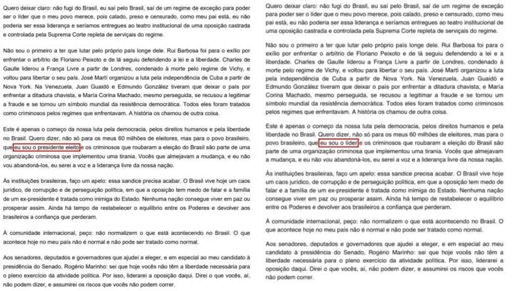 Flávio Bolsonaro altera carta e troca termo presidente eleito por líder