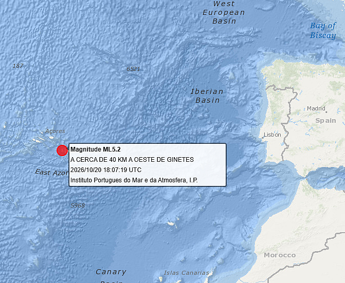 Terremoto de magnitude 5.2 atinge os açores e assusta moradores em são miguel
