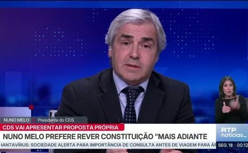 Revisão constitucional: Nuno Melo do CDS sugere debate futuro