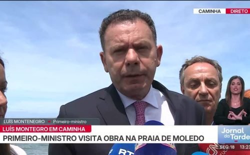 Luís Montenegro acompanha obras na praia de Moledo durante visita a Caminha